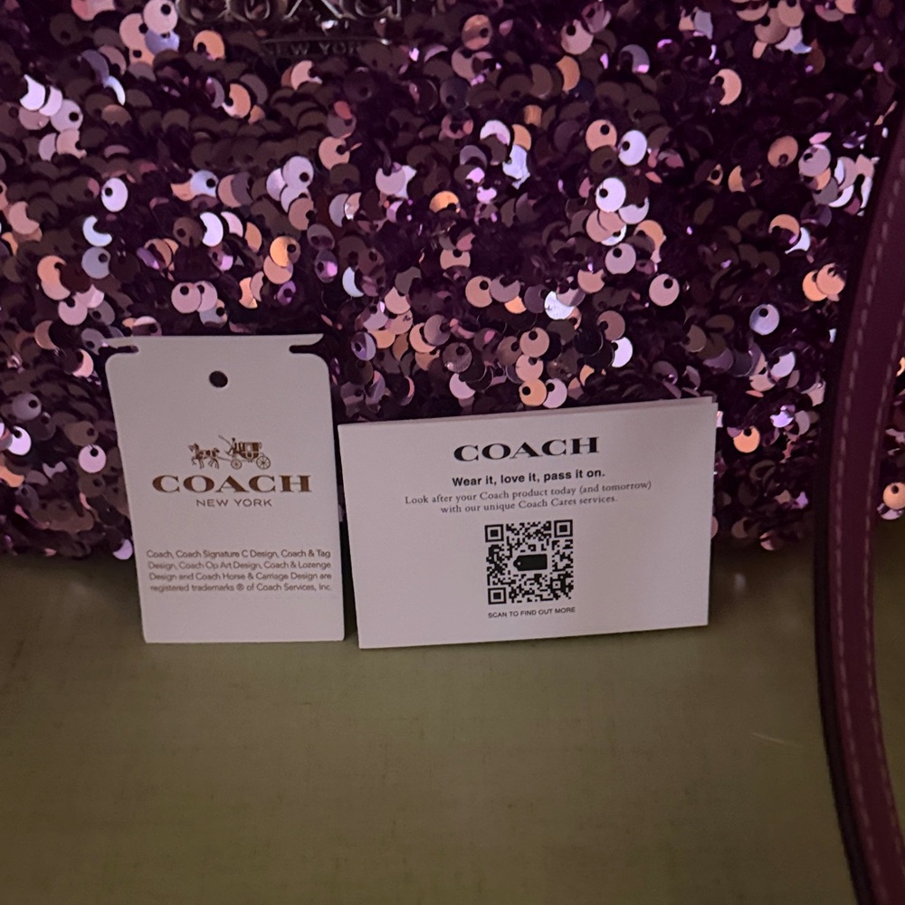 NWOT Coach Sequin Shoulder & Crossbody Bag- Pink/Lavender Sparle - Picture 6 of 14